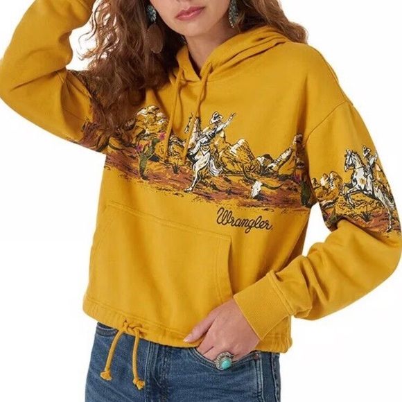 Wrangler Retro Cinched Waist Western Pullover Hoodie Sweatshirt - Picture 5 of 16